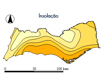 Hours of sunshine / average per year